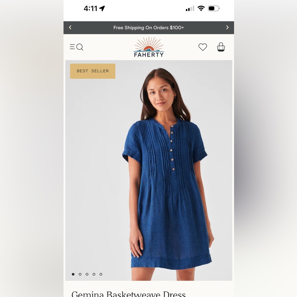 COPY - Faherty blue window pane dress size Medium. Worn just a few times.